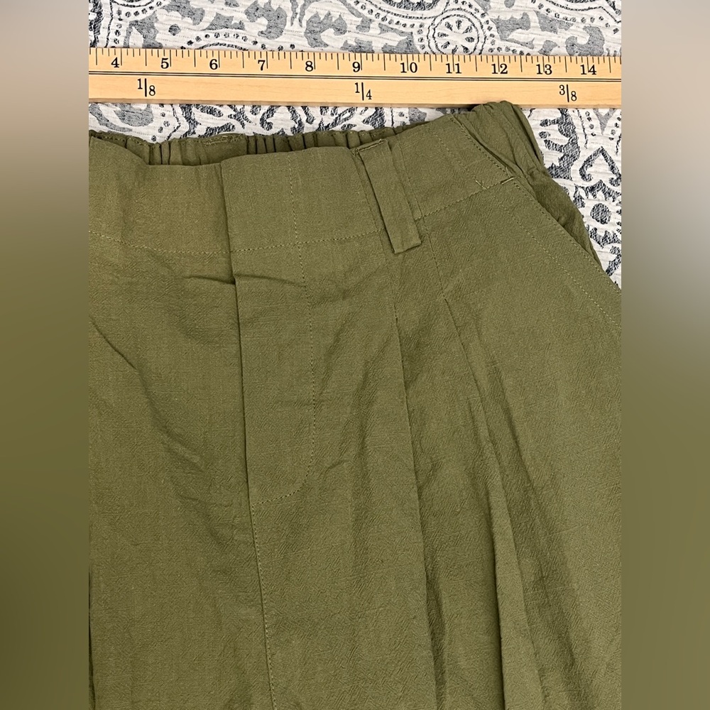 Halara High Waisted Pocket Wide Leg Olive Green Casual Linen-Feel Pants Small - Picture 6 of 13